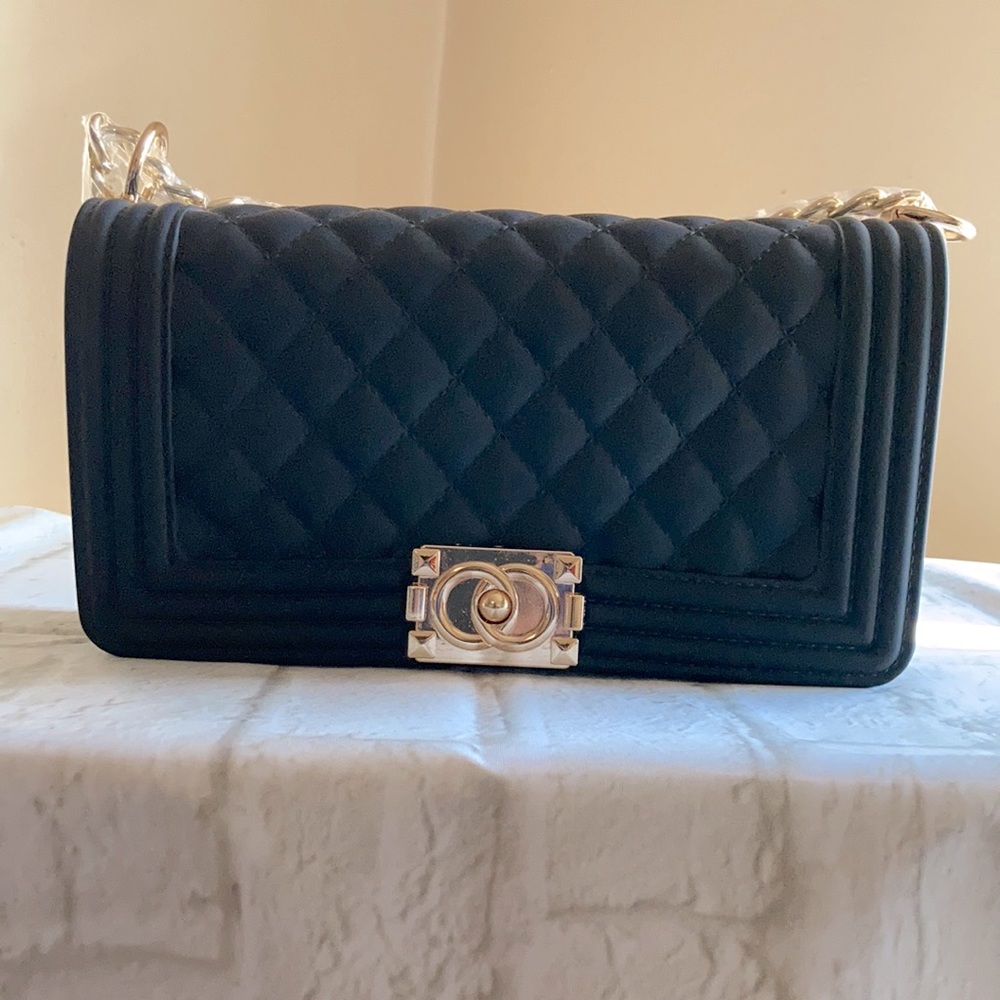 Handbag Jelly Handbag with gold chain strap Black - Picture 2 of 7